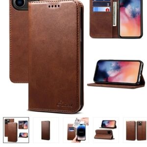 Classic book flip folio brown wallet phone case for iPhone 11Pro (348)